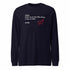Bike Shop Unisex Long Sleeve Tee navy with printed text and red paper airplane design