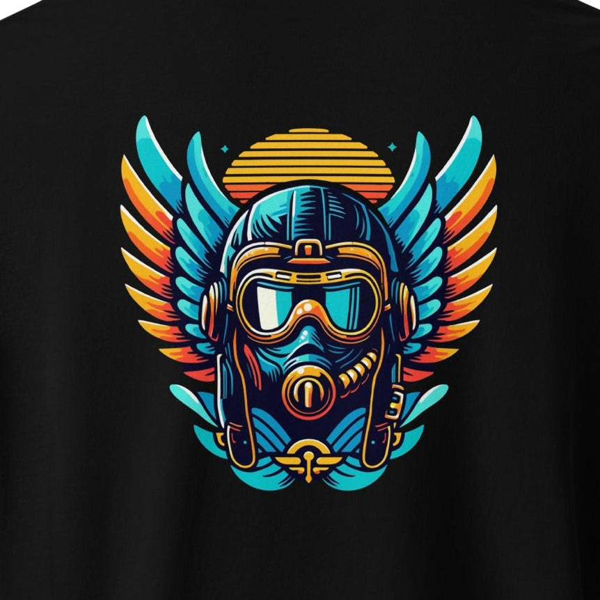 Blue and Orange Flight Helmet - Prop and Piston