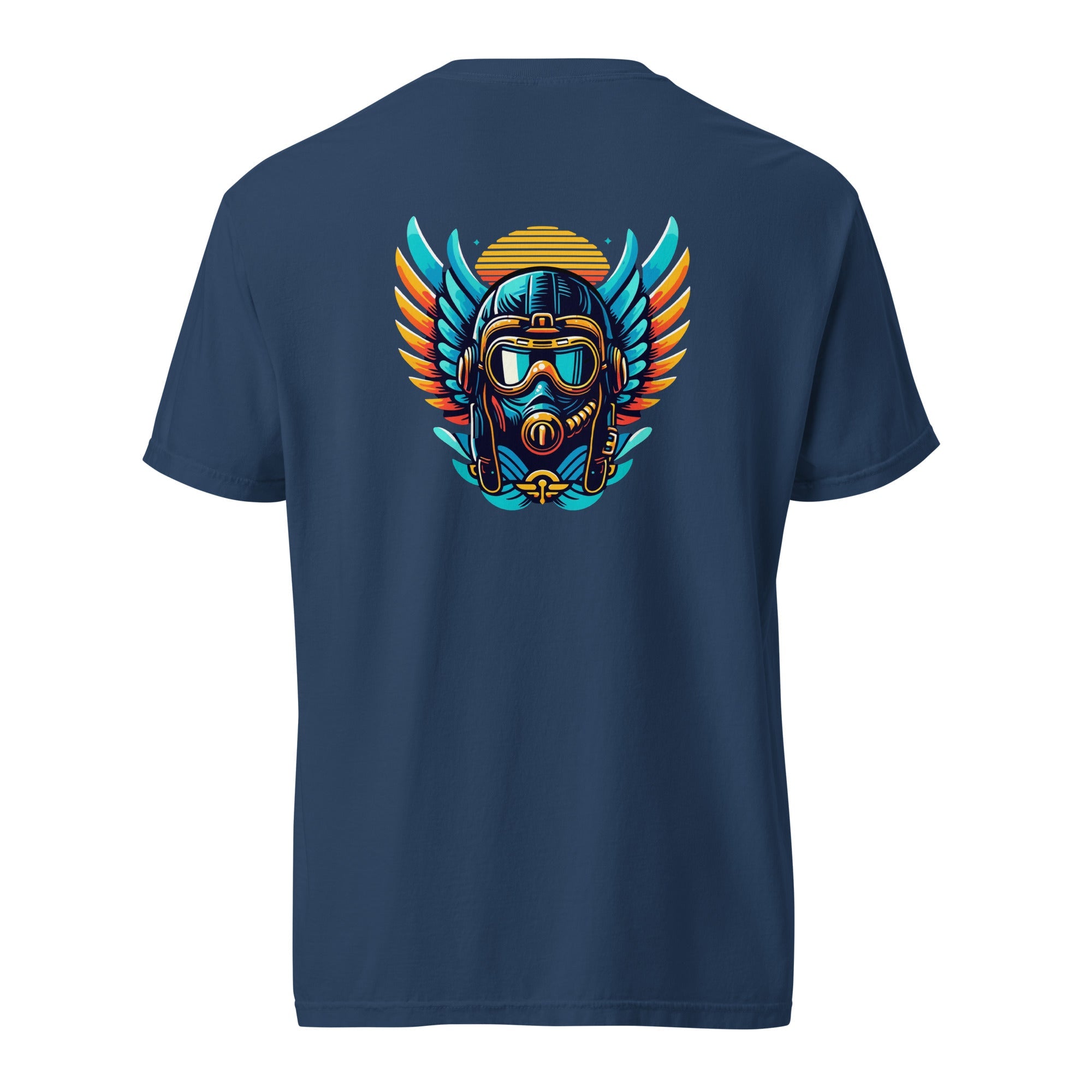 Blue and Orange Flight Helmet - Prop and Piston