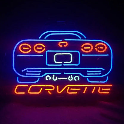 Blue Corvette Auto Car Motor Neon Signs Light - Prop and Piston