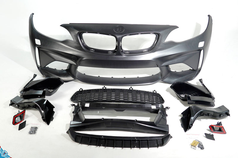BMW F22 F23 2 Series M2 style front bumper conversion kit, aggressive aftermarket body kit upgrade