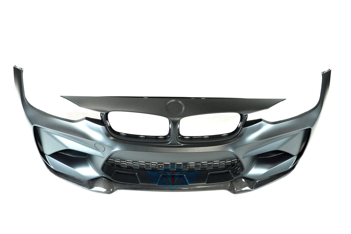 BMW F30 M2 Conversion Bumper CS Style Genuine Carbon Fiber Front Lip | FYBR Aerodynamics