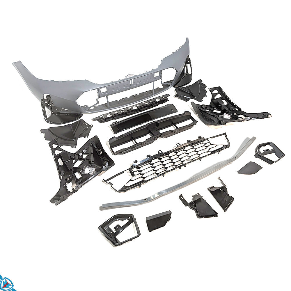 2023-2025 BMW LCI 3 Series G20 M Sport front bumper conversion kit with OEM m340i style and PDC sensor holes