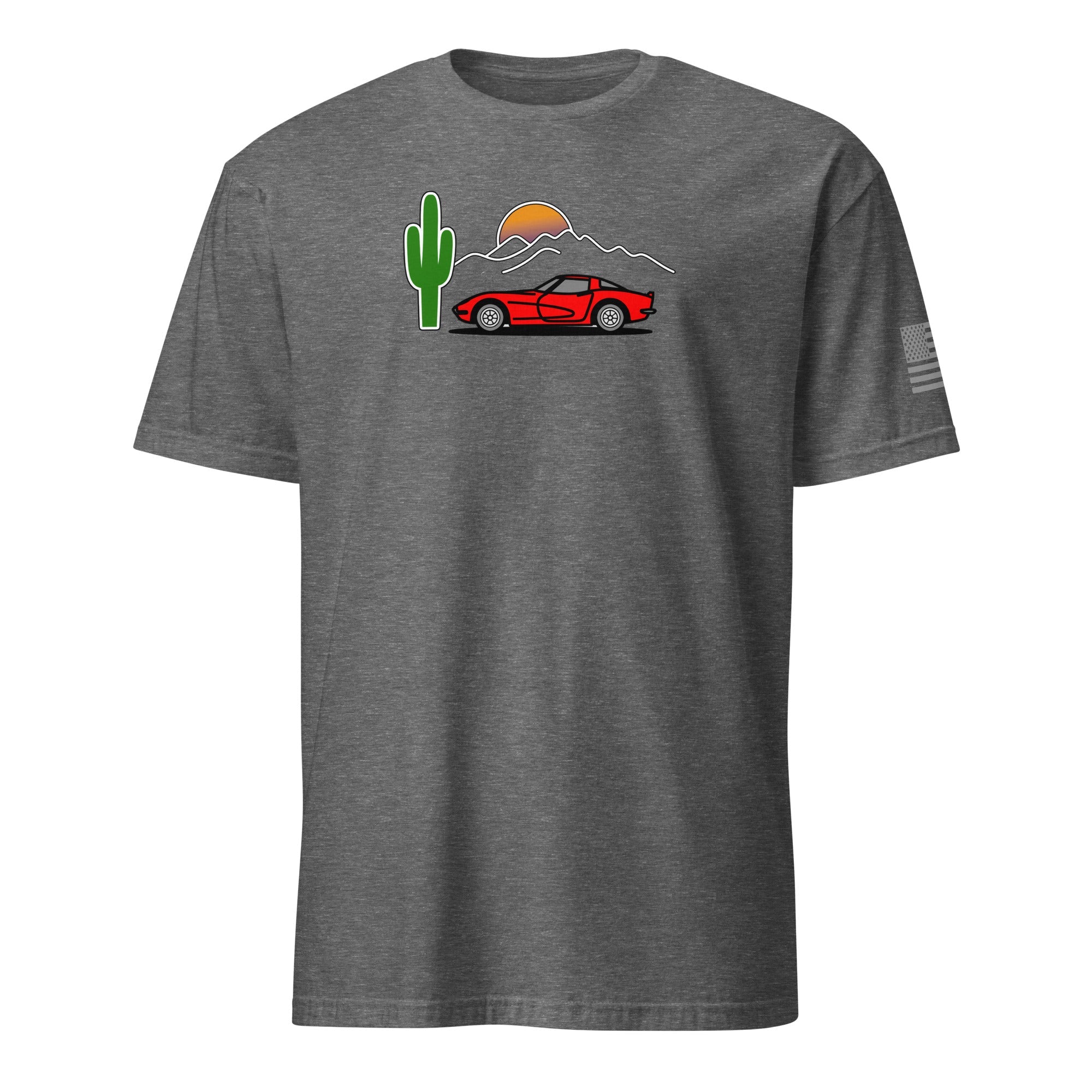 Car T-Shirt Retro Corvette Sunset Graphic Tee Vintage Car Enthusiast - Prop and Piston