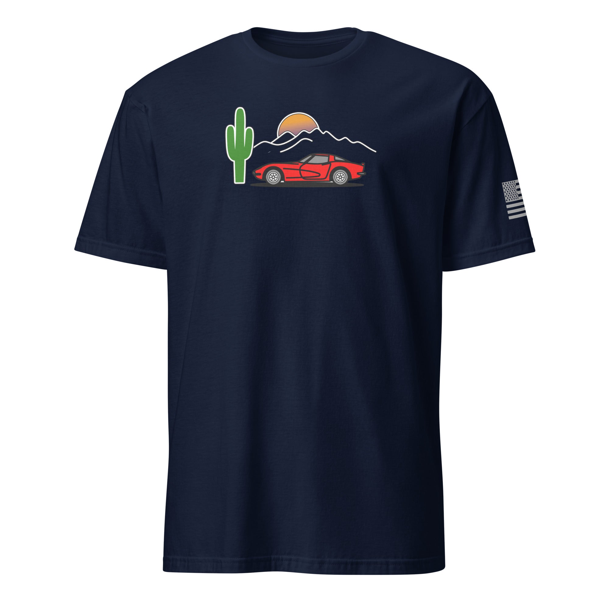 Car T-Shirt Retro Corvette Sunset Graphic Tee Vintage Car Enthusiast - Prop and Piston