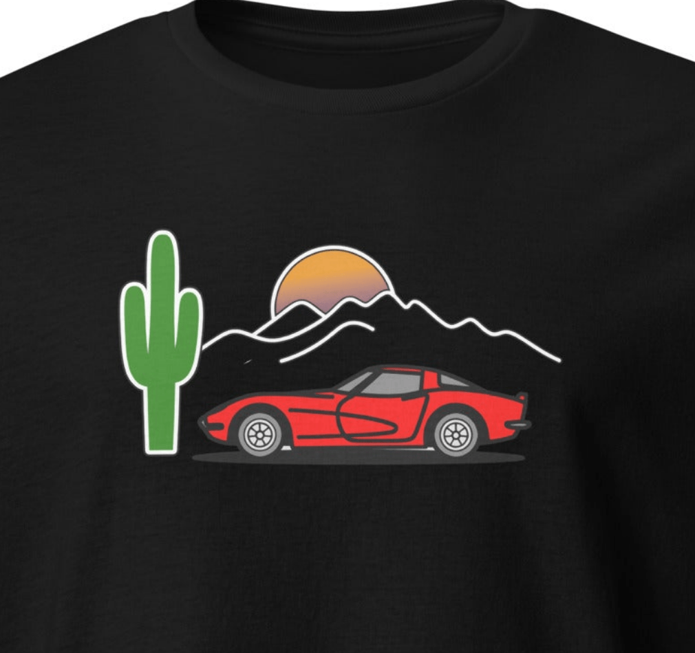 Car T-Shirt Retro Corvette Sunset Graphic Tee Vintage Car Enthusiast - Prop and Piston
