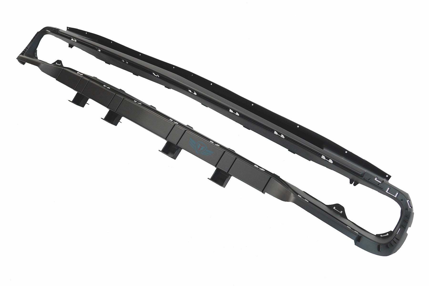 2015-2023 Dodge Challenger SRT Hellcat style front bumper conversion kit on gray muscle car