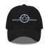 Black embroidered f4u cap with WWII Corsair airplane design, adjustable pilot dad hat made of chino cotton twill