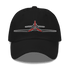Black Corsair Aviation Hat with red and white embroidered F4U Corsair propeller design