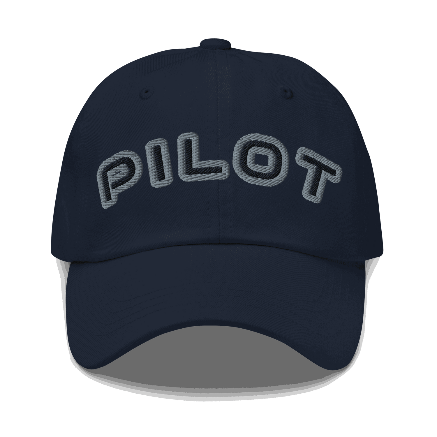 Navy Stylish Pilot Hat with embroidered &quot;PILOT&quot; text and adjustable strap