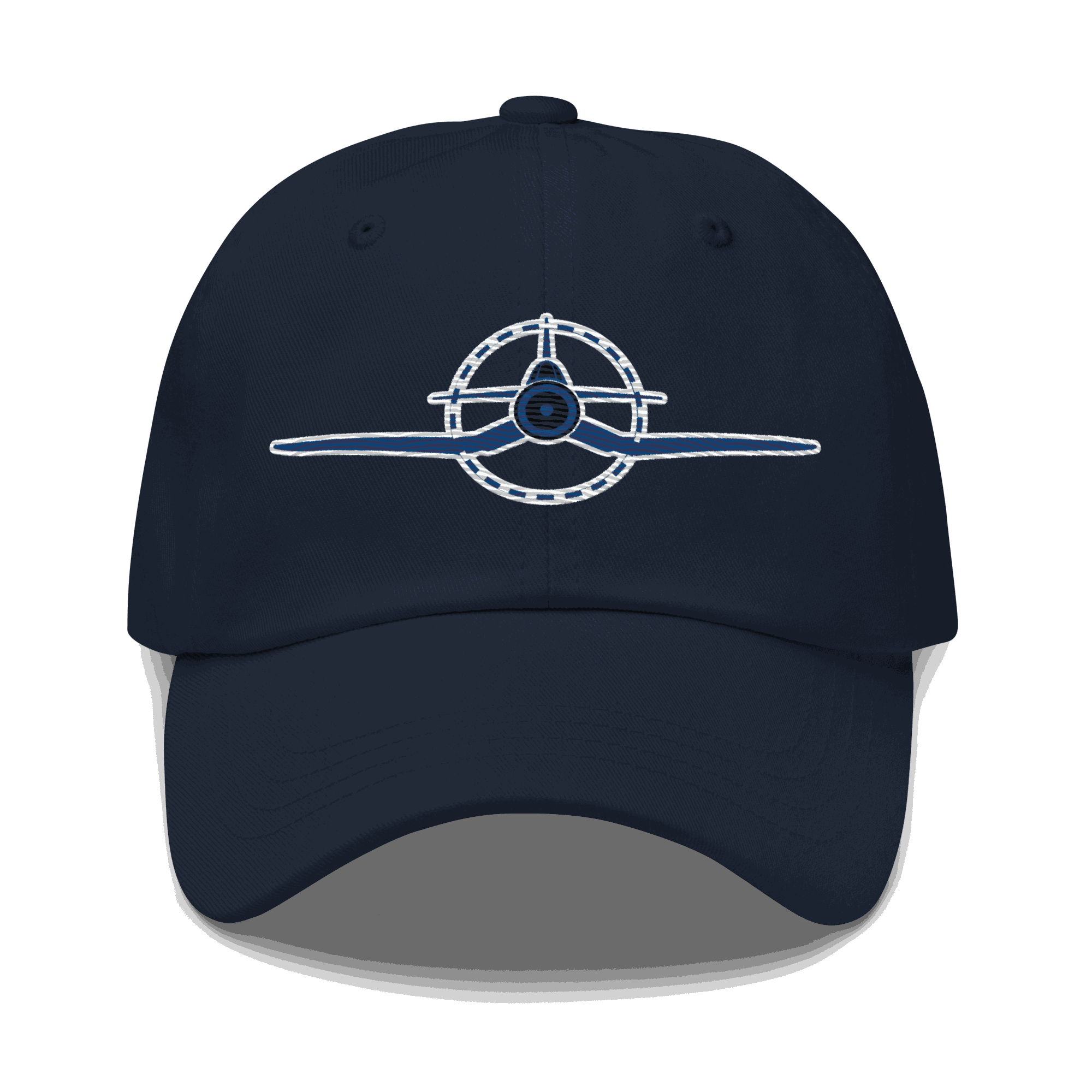 Navy embroidered f4u cap with WWII Corsair design and adjustable strap