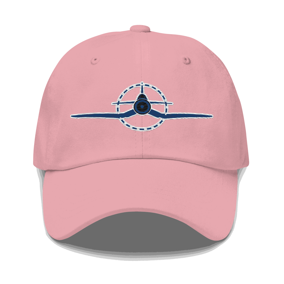 Embroidered F4U WWII Corsair dad hat in chino cotton twill with adjustable strap and embroidered eyelets