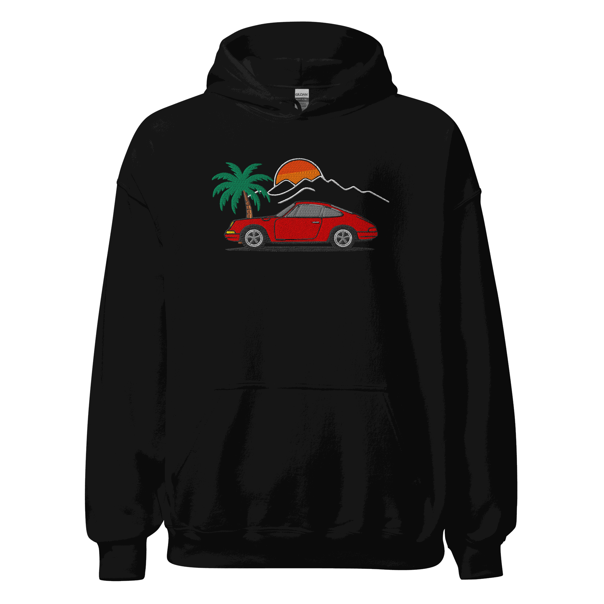 Classic German Sports Car Hoodie | Sunset &amp; Palm Trees Unisex - Prop and Piston