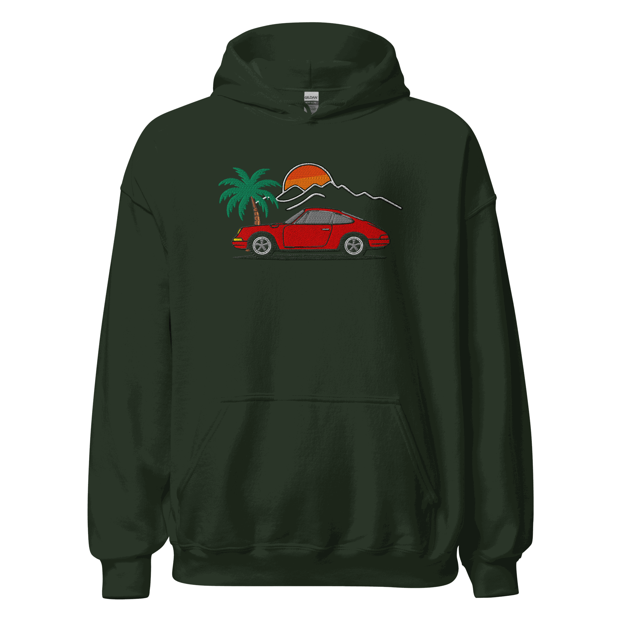 Classic German Sports Car Hoodie | Sunset &amp; Palm Trees Unisex - Prop and Piston