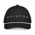 aviation rope cap featuring a braided rope detail and structured black design for stylish comfort.