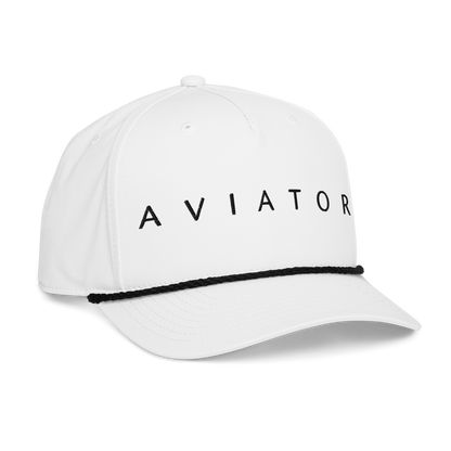 Aviation rope cap featuring braided rope detail and white design, perfect for casual wear or outdoor activities.