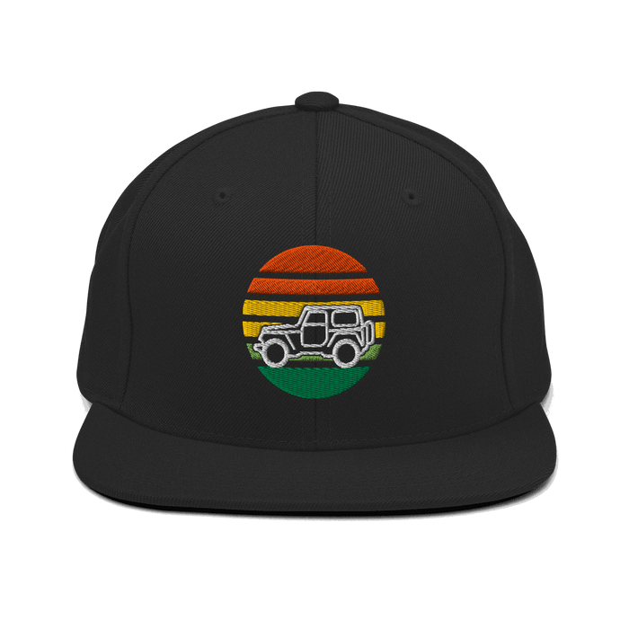 4x4 Retro Snapback Hat with embroidered patch for off-road and automotive enthusiasts