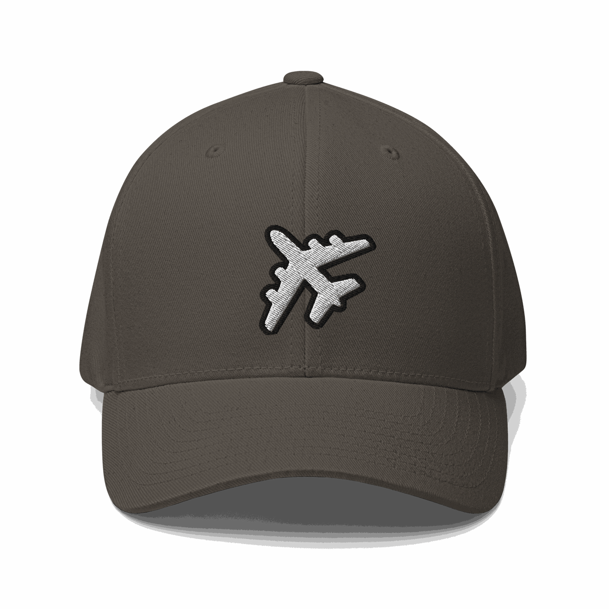 Black structured twill pilot hat with embroidered wings, curved visor, and adjustable fit for aviation enthusiasts