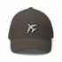 Black structured twill pilot hat with embroidered wings, curved visor, and adjustable fit for aviation enthusiasts