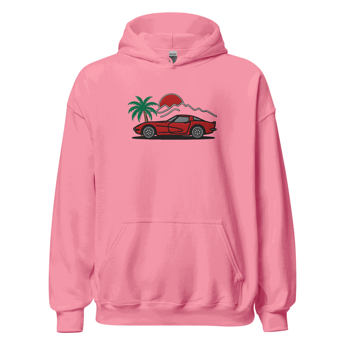 Corvette Sunset Palm Hoodie – Classic Stingray Vibes Unisex - Prop and Piston