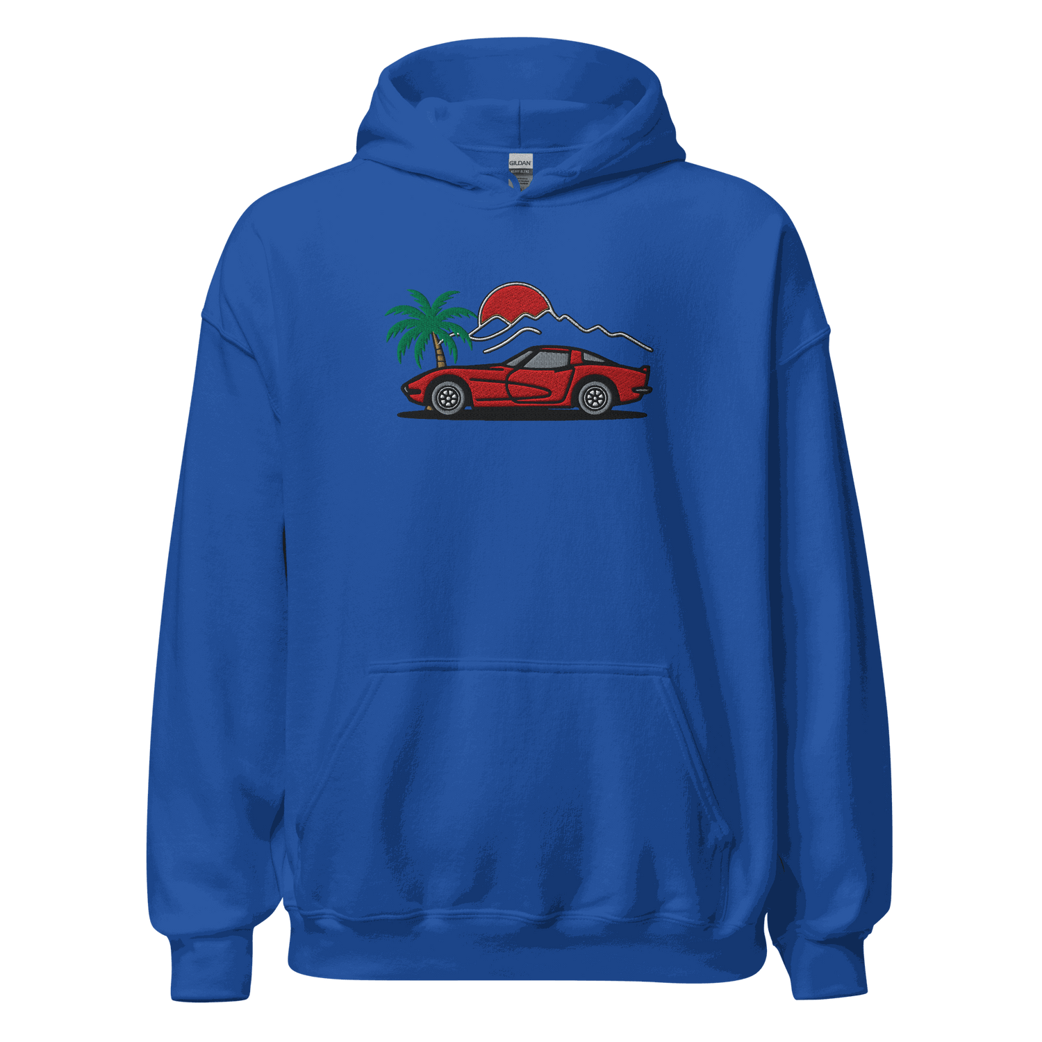Corvette Sunset Palm Hoodie – Classic Stingray Vibes Unisex - Prop and Piston