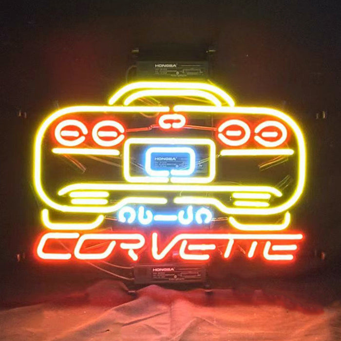 Yellow Corvette Auto Car Neon Signs Light - Prop and Piston