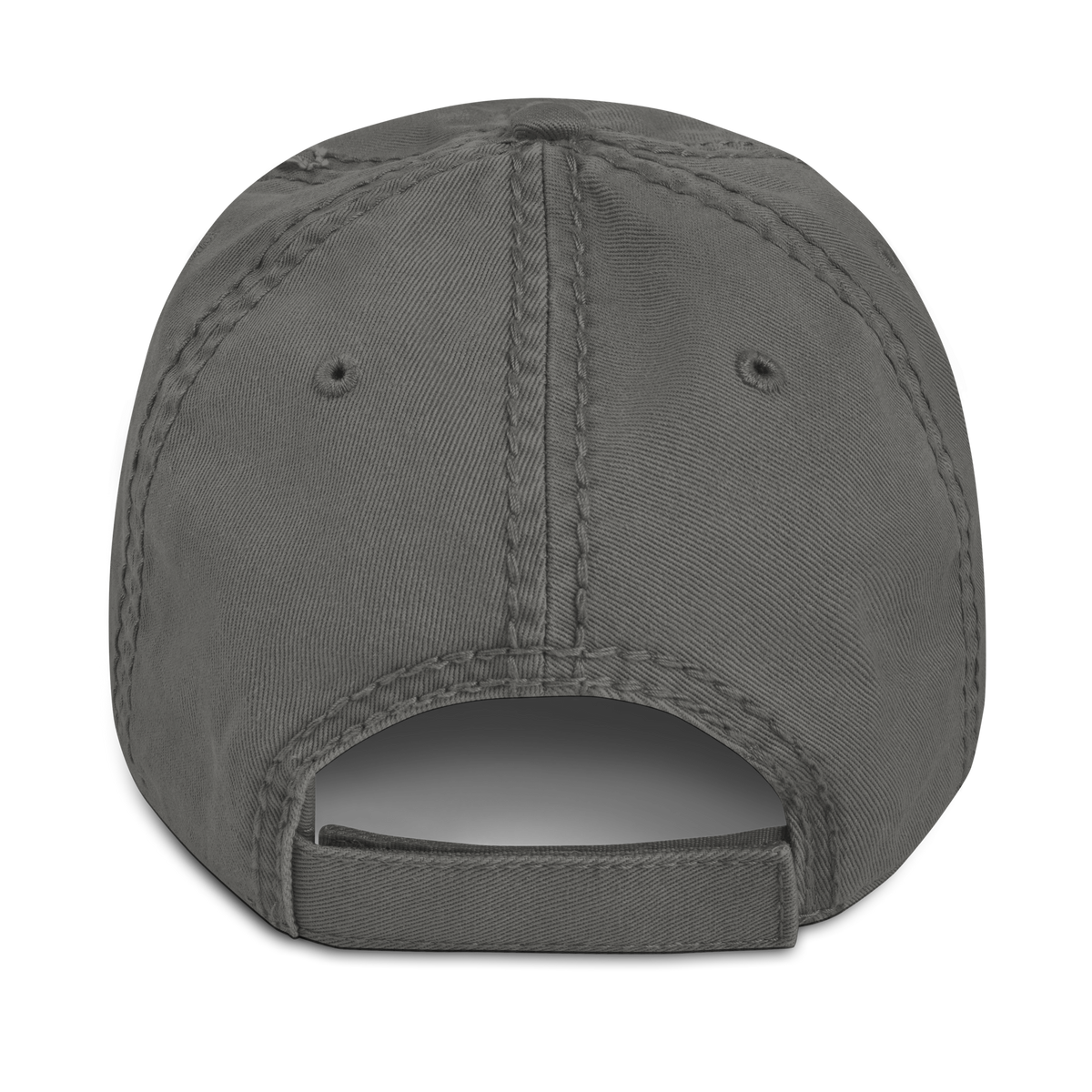 Charcoal grey pilot cap back view, adjustable fit
