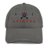 Charcoal grey distressed aviation hat with biplane embroidery