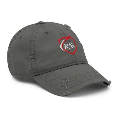 Test Pilot Aviation Hat in gray with a slightly distressed design and logo on the front.