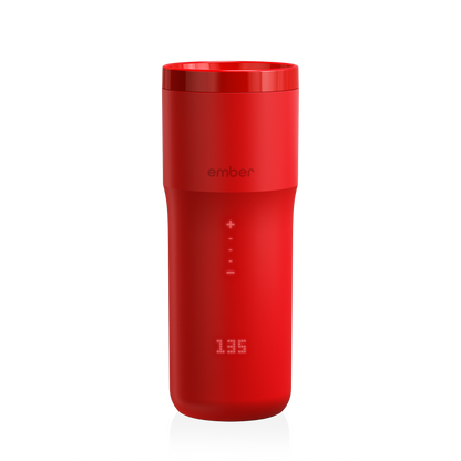 Red Ember Travel Mug 2 with digital temperature display and smart heating technology