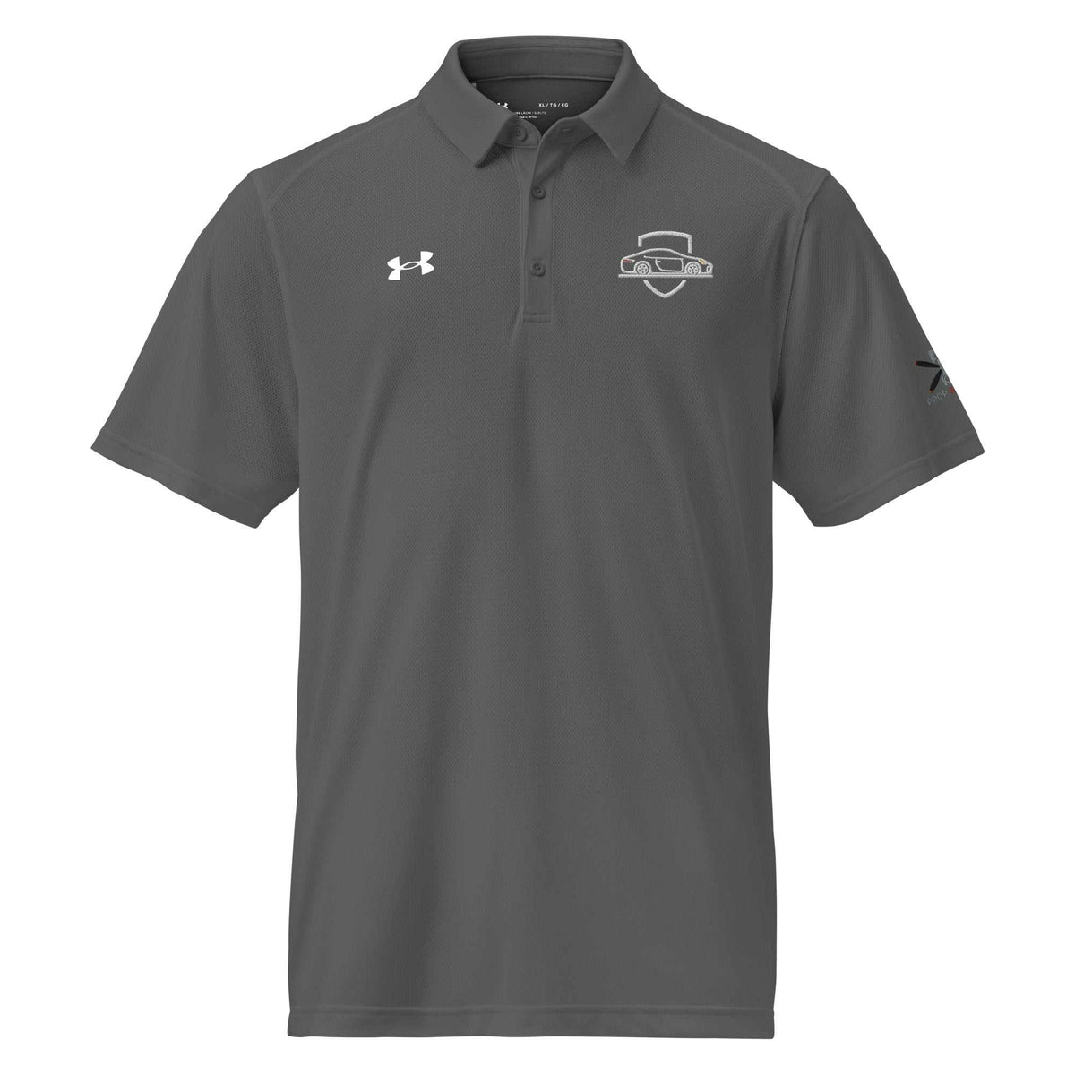Emblem Under Armour® men's polo shirt with breathable, anti-odor fabric and 3-button placket