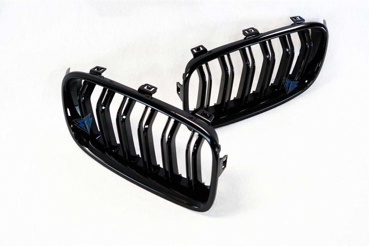 2012-2018 BMW 3 Series (F30/F31) M Style Dual Slat Kidney Grilles (Pair) [Various Finishes] - Prop and Piston