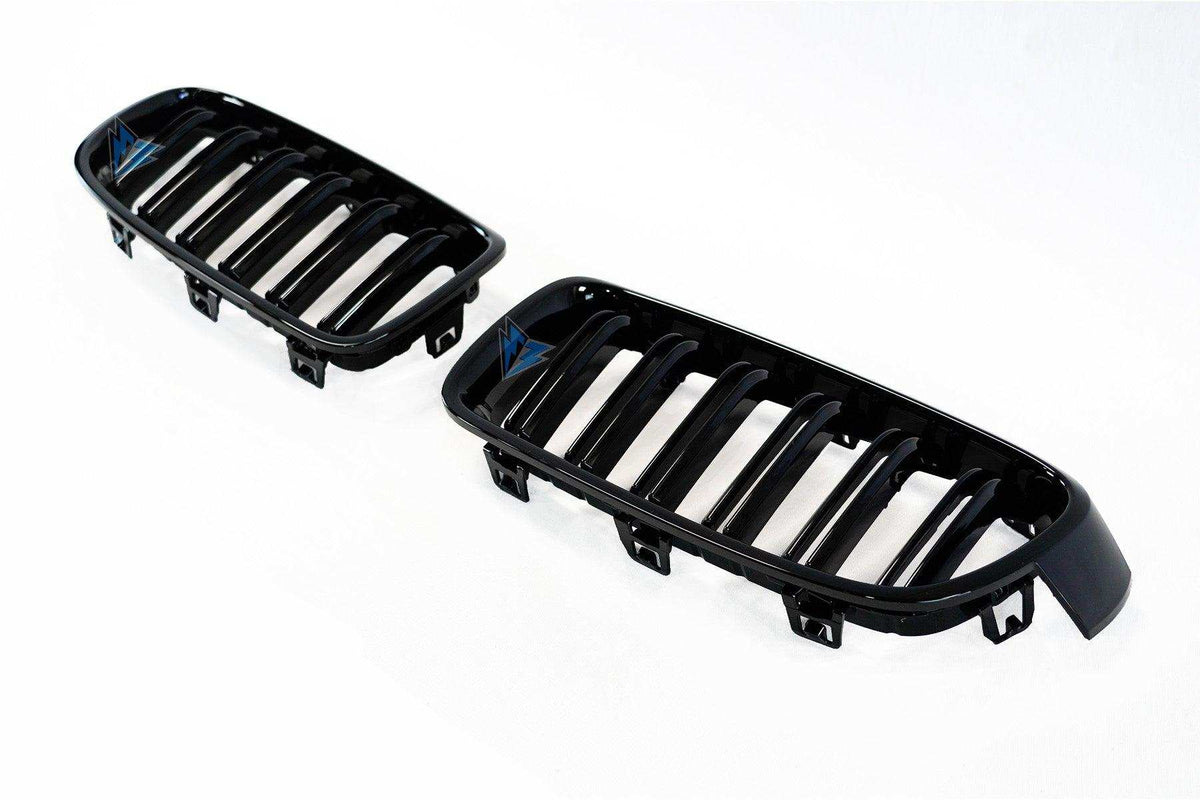 2012-2018 BMW 3 Series (F30/F31) M Style Dual Slat Kidney Grilles (Pair) [Various Finishes] - Prop and Piston