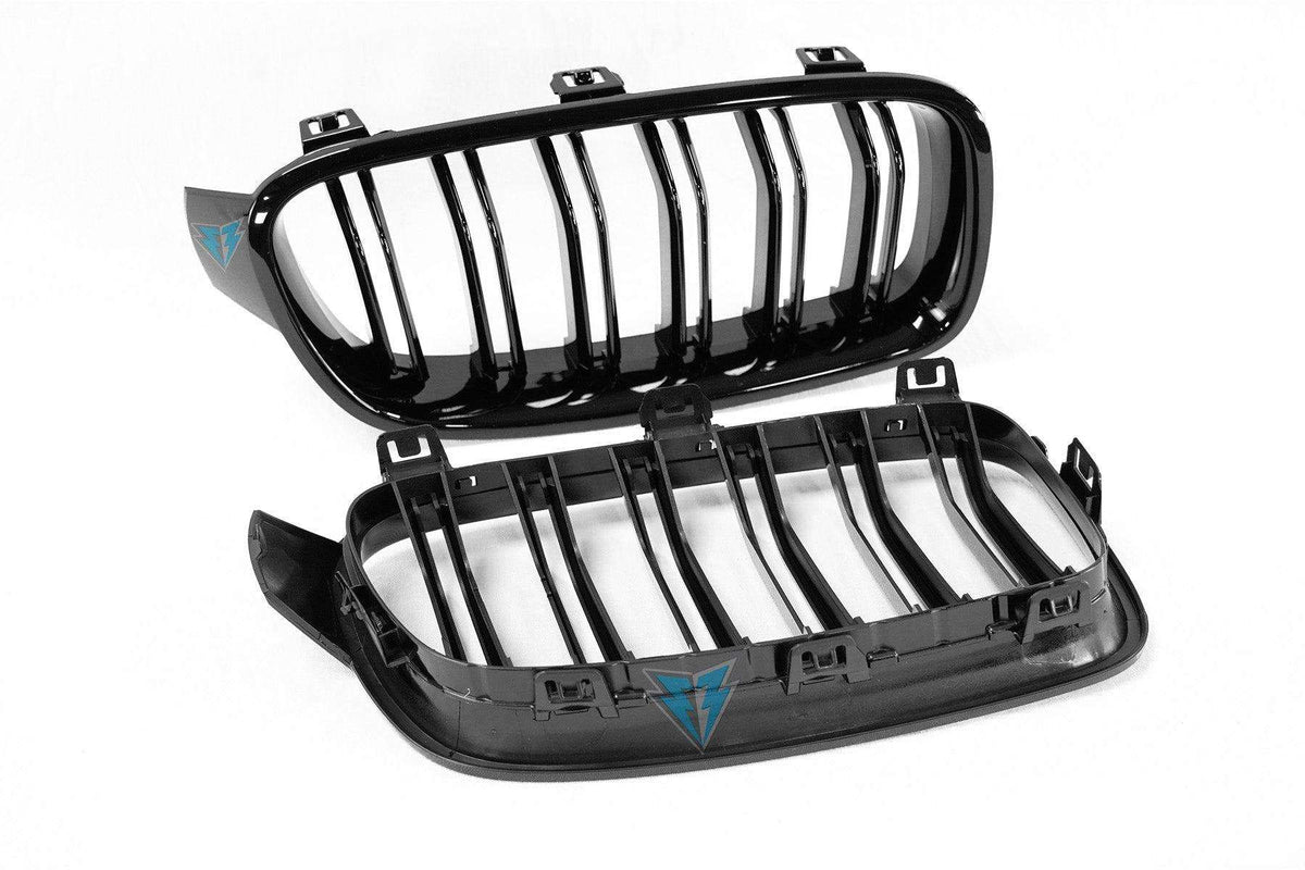 2012-2018 BMW 3 Series (F30/F31) M Style Dual Slat Kidney Grilles (Pair) [Various Finishes] - Prop and Piston