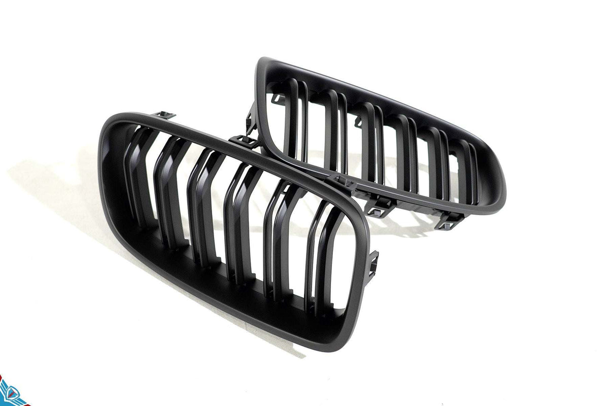 2012-2018 BMW 3 Series (F30/F31) M Style Dual Slat Kidney Grilles (Pair) [Various Finishes] - Prop and Piston