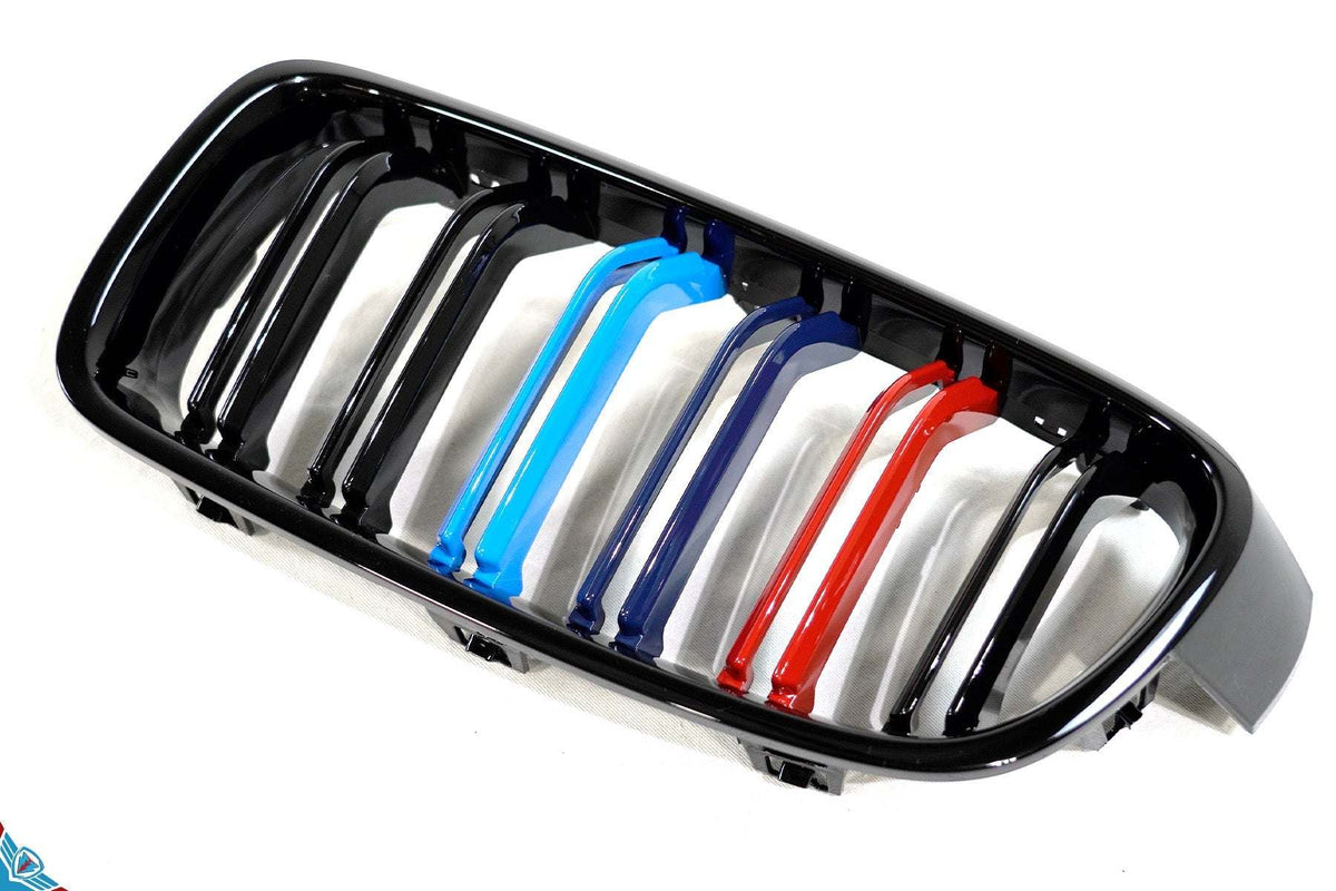 2012-2018 BMW 3 Series (F30/F31) M Style Dual Slat Kidney Grilles (Pair) [Various Finishes] - Prop and Piston