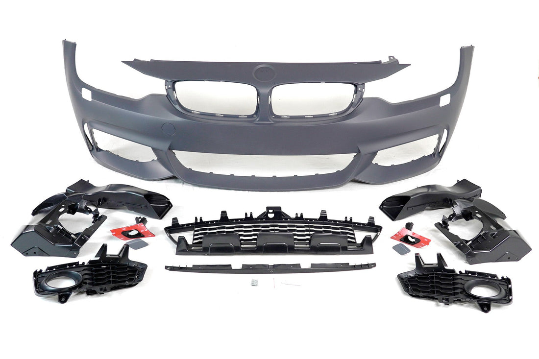 2014-2020 BMW 4 Series F32 M Sport style front bumper conversion kit on blue coupe