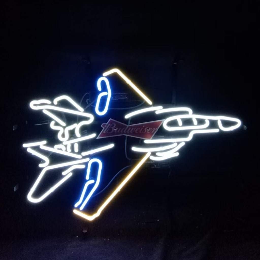 Fighter Plane Budweiser Beer Neon Signs - Prop and Piston