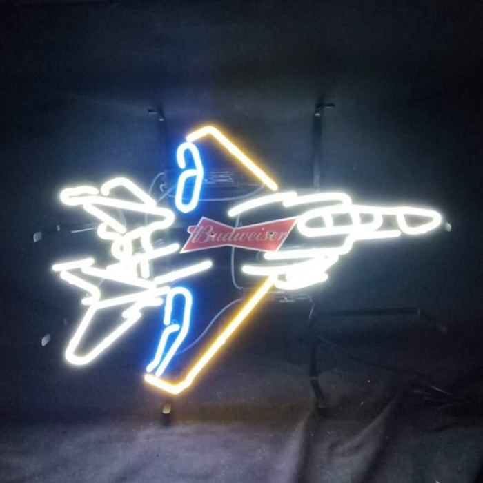 Fighter Plane Budweiser Beer Neon Signs - Prop and Piston