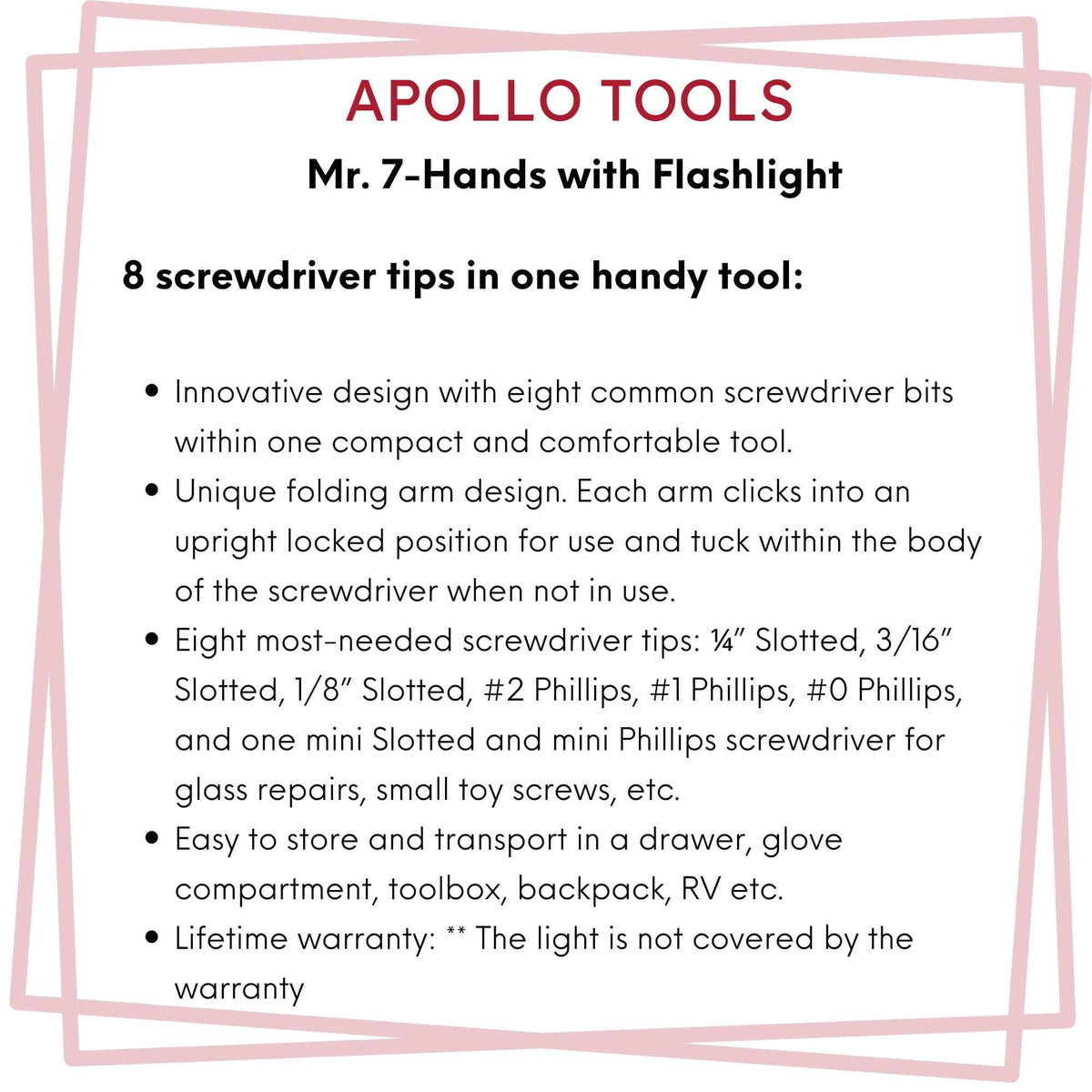 Compact Mr. 7-Hands multi-screwdriver with 8 bits and LED flashlight in folded and unfolded positions