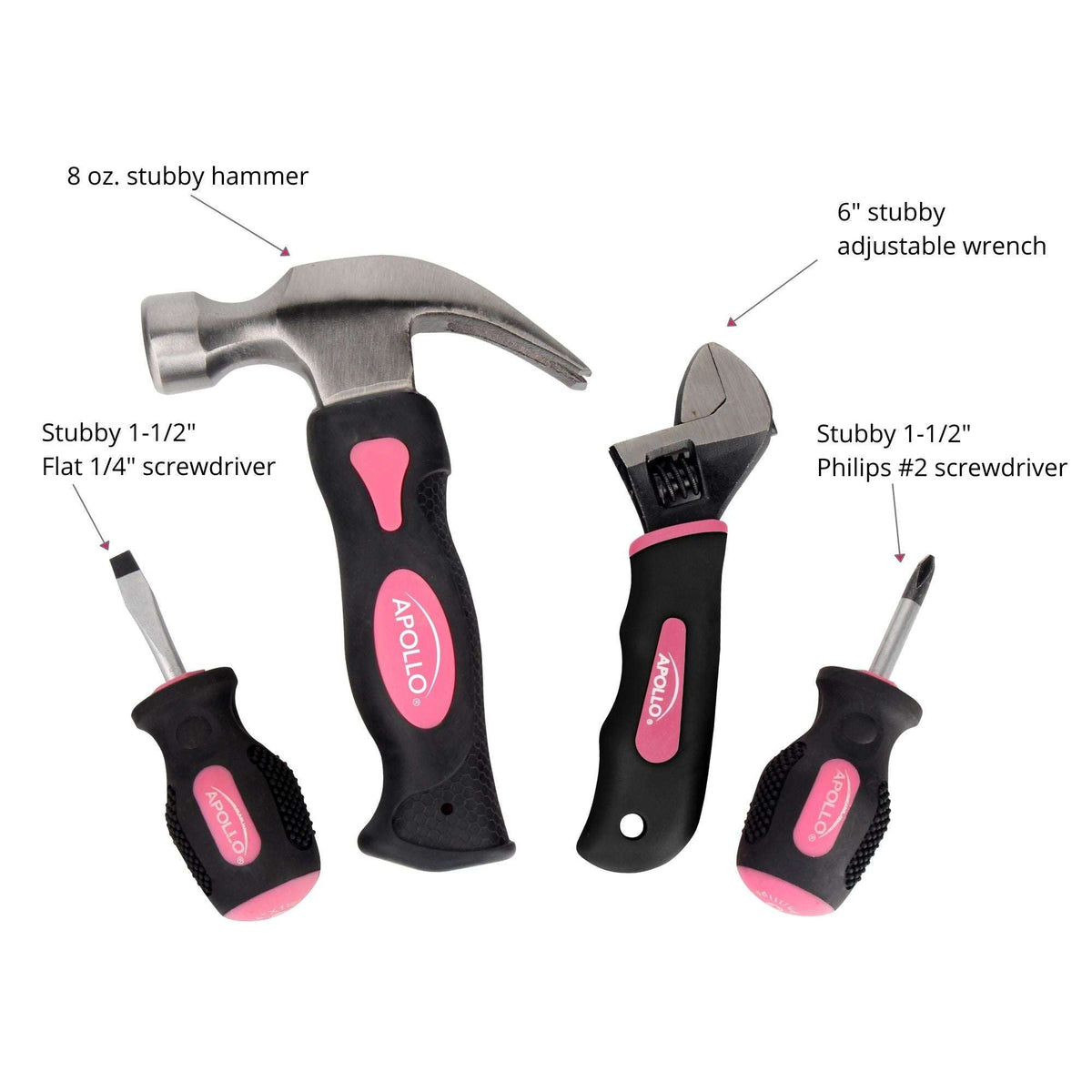 Four Piece Stubby Tool Set - Pink - DT0240P - Prop and Piston