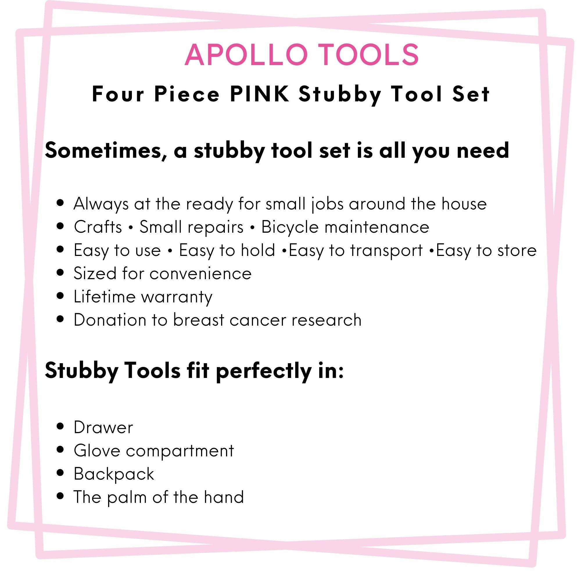 Four Piece Stubby Tool Set - Pink - DT0240P - Prop and Piston