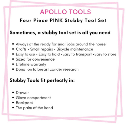 Four Piece Stubby Tool Set - Pink - DT0240P - Prop and Piston