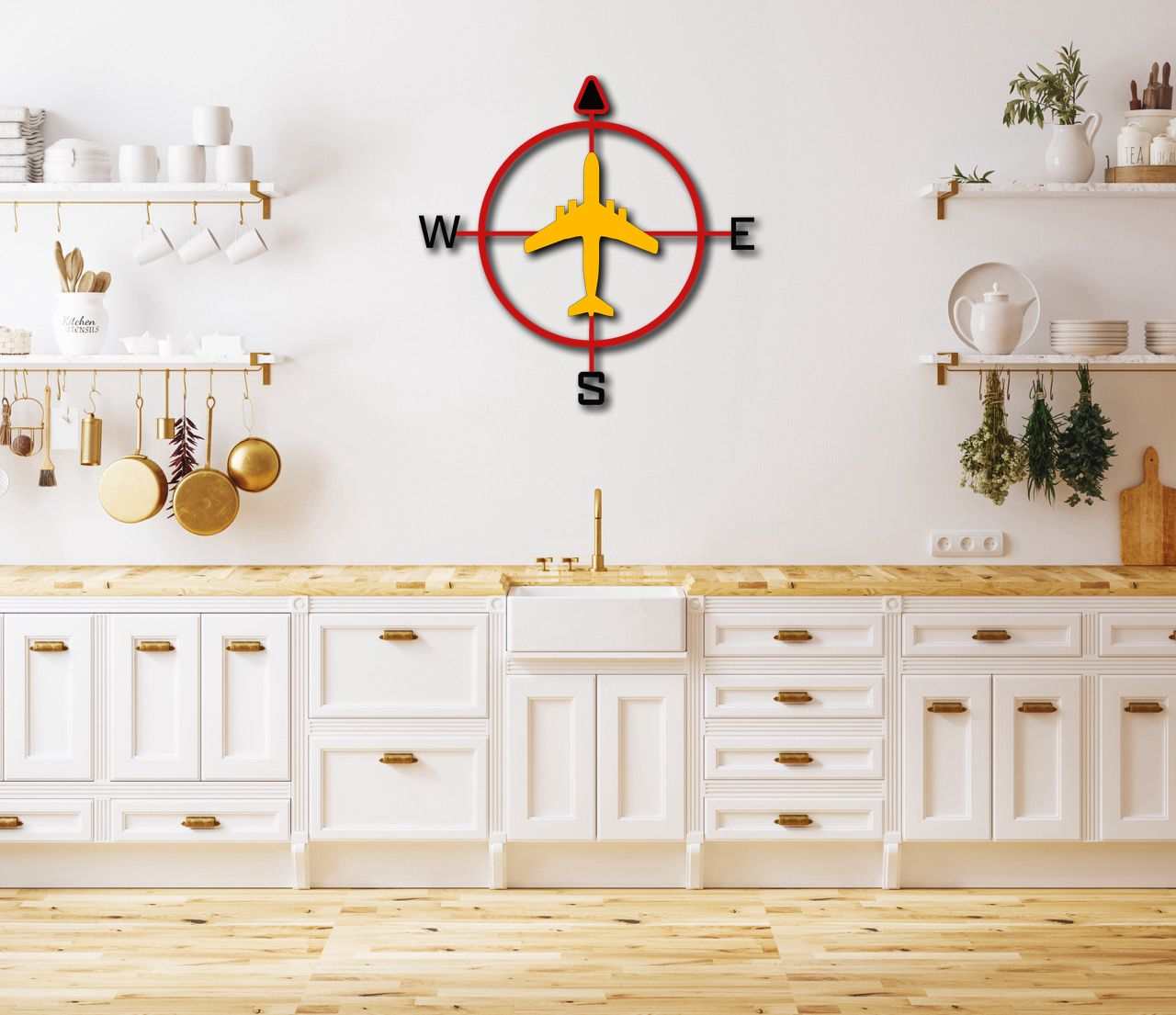 Multicolor metal aviation compass wall art for indoor and outdoor decor