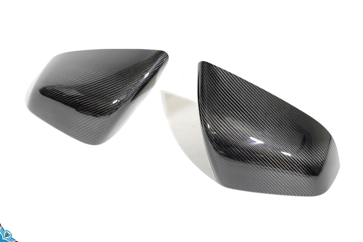 Tesla Model X OEM Overlay Dry Carbon Fiber Mirror Covers [Various Finishes] | FYBR Aerodynamics - Prop and Piston