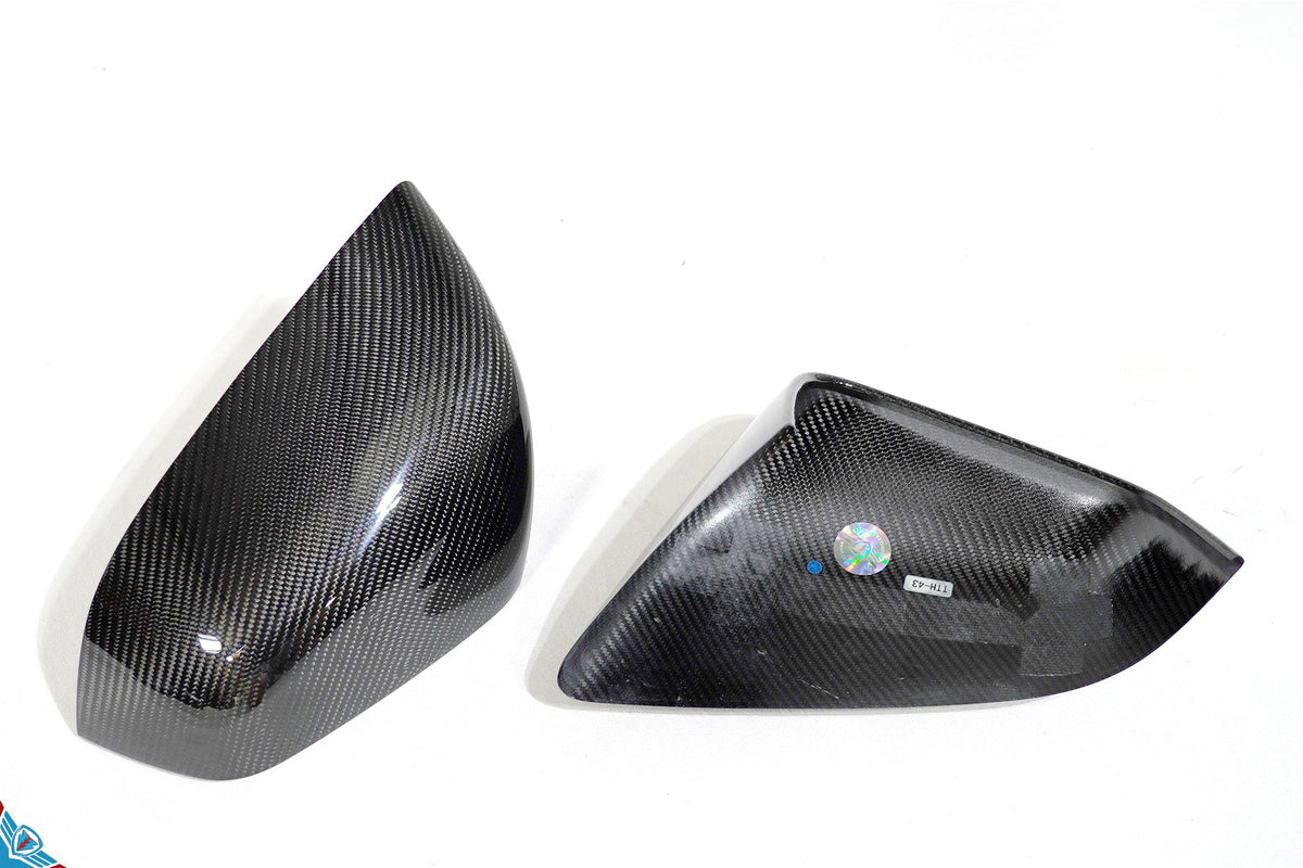 Tesla Model X OEM Overlay Dry Carbon Fiber Mirror Covers [Various Finishes] | FYBR Aerodynamics - Prop and Piston