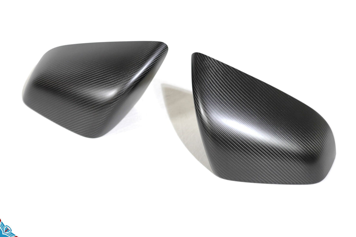 Tesla Model X OEM Overlay Dry Carbon Fiber Mirror Covers [Various Finishes] | FYBR Aerodynamics - Prop and Piston
