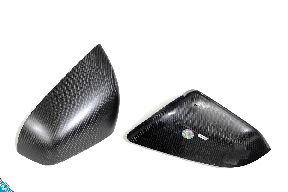 Tesla Model X OEM Overlay Dry Carbon Fiber Mirror Covers [Various Finishes] | FYBR Aerodynamics - Prop and Piston