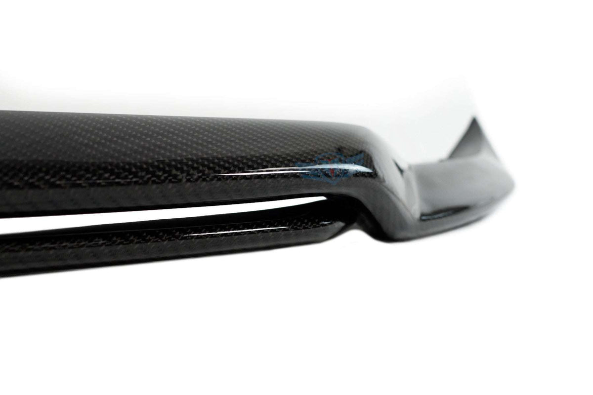 Tesla Model 3 with FYBR ATS style genuine carbon fiber front lip in green wrap