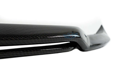Tesla Model 3 with FYBR ATS style genuine carbon fiber front lip in green wrap